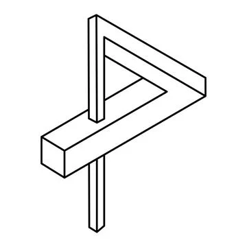 Impossible object. Optical illusion shape. 3d illustration. Sacred geometry Stock-Illustration
