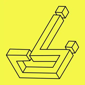 Impossible object. Optical illusion shape. 3d illustration vector. Unreal Stock Illustration