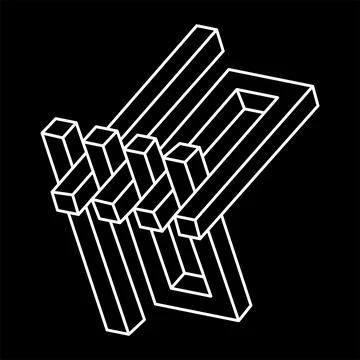 Impossible object. Optical illusion shape. Geometric figure. 3d illustration Stock Illustration