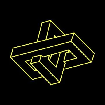 Impossible object. Optical illusion shape. 3d illustration. Geometric figures Illustrazione stock