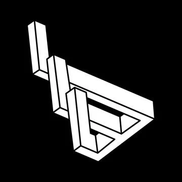 Impossible object. Optical illusion shapes. Optical art figure. Line art. 3d Illustrazione stock