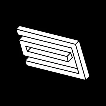 Impossible object. Optical illusion shapes. 3d illustration. Geometric figure Stock Illustration