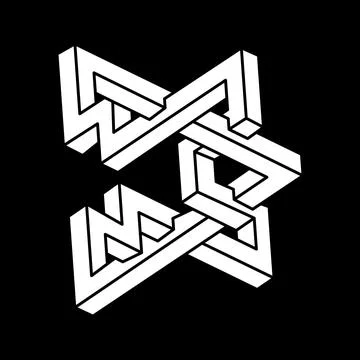 Impossible object. Optical illusion shapes. 3d illustration. Escher paradox 库存插图