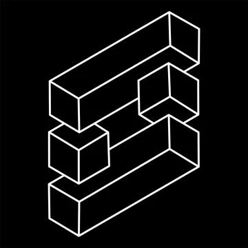 Impossible object. Optical illusion shapes. 3d illustration vector. Geometric Stock Illustration