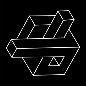 Impossible object. Optical illusion shapes. 3d illustration. Geometric figures Stockillustratie