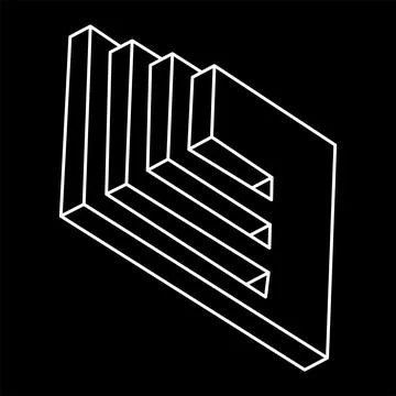Impossible object. Optical illusion shapes. 3d illustration. Geometric figures Stockillustratie