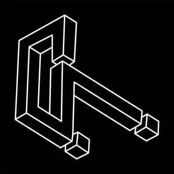 Impossible object. Optical illusion shapes. 3d illustration. Geometric figures Stock Illustration