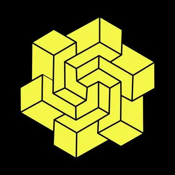 Impossible object. Optical illusion shapes. 3d illustration. Geometric figures Illustrazione stock