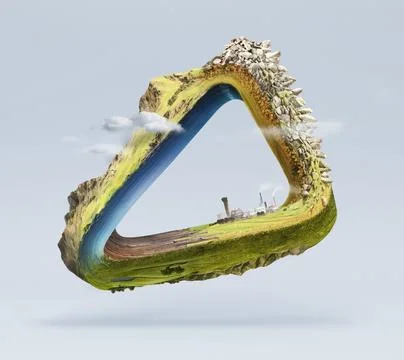 Impossible object triangle with landscape Stock Photos