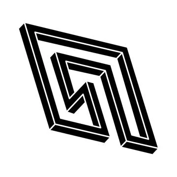 Impossible object. Unreal geometric shape. Optical illusion figure. Optical art Stock Illustration