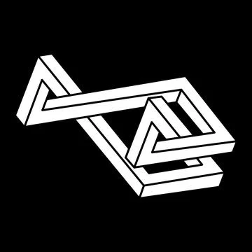 Impossible objects. Escher paradox. Line geometric shapes. Optical illusion Stockillustratie