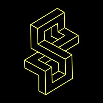 Impossible objects. Escher style. Line geometric shape. Optical illusion figure 스톡 일러스트