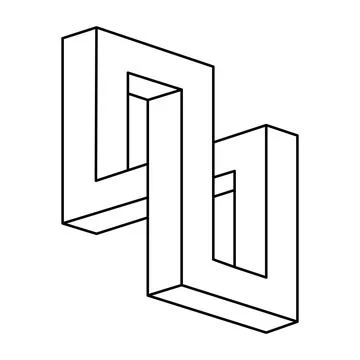 Impossible objects. Line geometric shape. Optical illusion figure. Stock Illustration