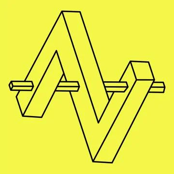 Impossible objects. Line geometric shape. Optical illusion figure. Optical art. Stockillustratie