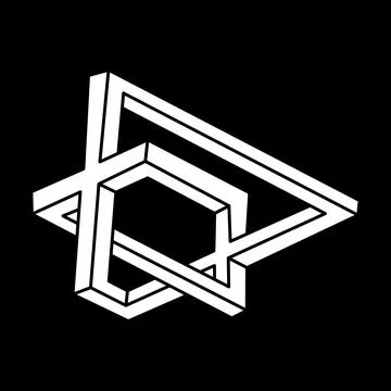 Impossible objects. Line geometric shape. Optical illusion figure. Escher style Stock Illustration