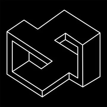 Impossible objects. Line geometric shape. Optical illusion figure. Op art. Stockillustratie