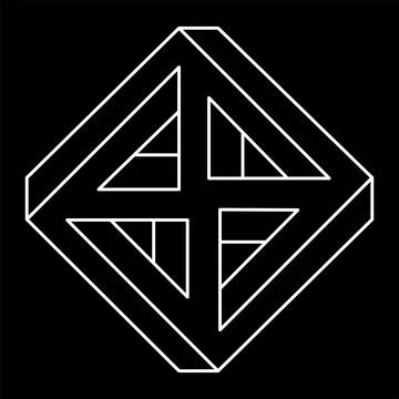 Impossible objects. Line geometric shape. Optical illusion figure. Optical art Illustrazione stock