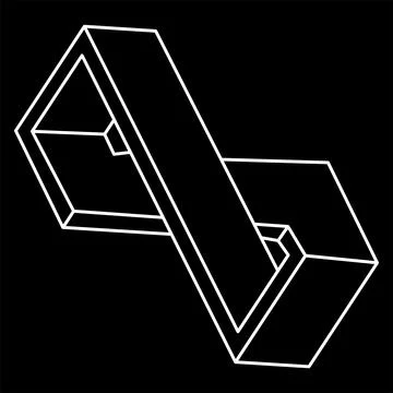 Impossible objects. Line geometric shape. Optical illusion figure. Optical art. イラスト素材