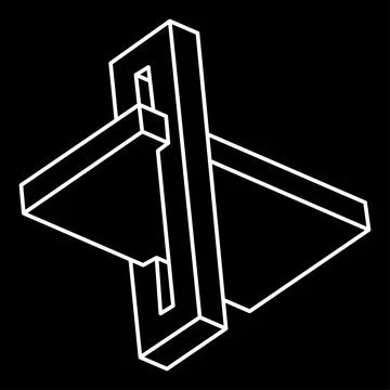 Impossible objects. Line geometric shape. Optical illusion figure. Optical art Stock Illustration