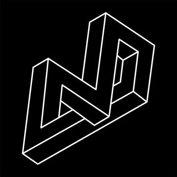 Impossible objects. Line geometric shape. Optical illusion figure. Escher style Illustrazione stock