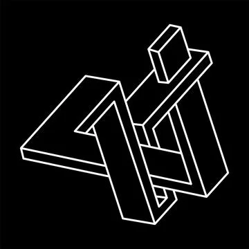 Impossible objects. Line geometric shape. Optical illusion figure. Escher style Illustrazione stock