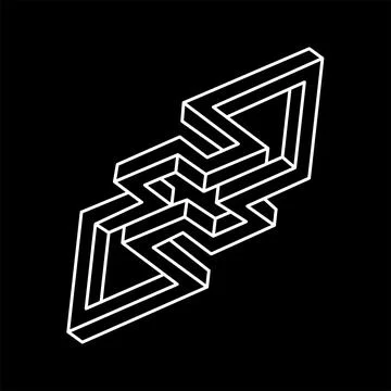 Impossible objects. Line geometric shape. Optical illusion figure. Escher style Stock Illustration
