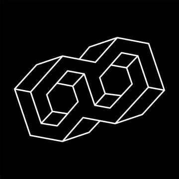 Impossible objects. Line geometric shape. Optical illusion figures. Escher style Illustrazione stock