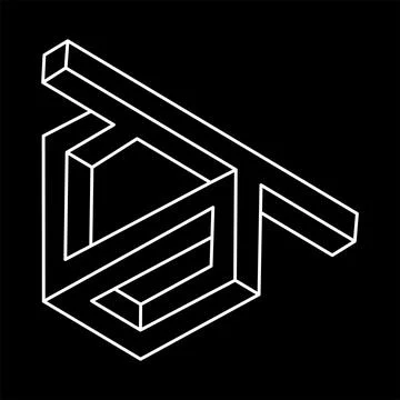 Impossible objects. Line geometric shape. Optical illusion figure. Escher style Stock Illustration