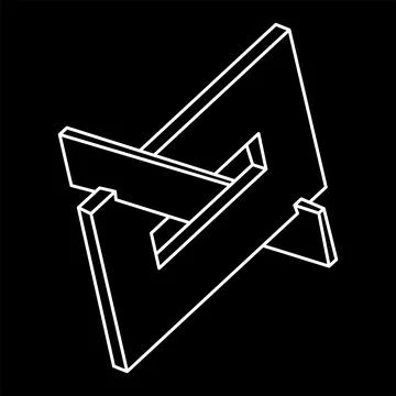 Impossible objects. Line geometric shape. Optical illusion figure. Escher style Stockillustratie