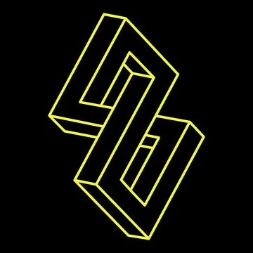 Impossible objects. Line geometric shape. Optical illusion figure. Stock Illustration