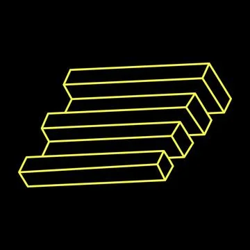 Impossible objects. Line geometric shape. Optical illusion figure. Illustrazione stock