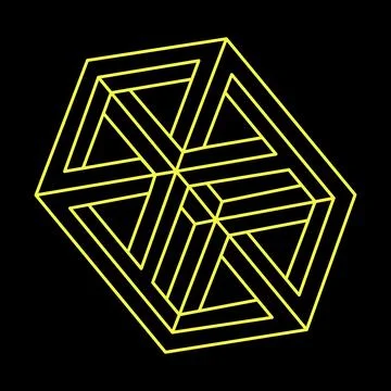 Impossible objects. Line geometric shape. Optical illusion figure. Sacred Stock Illustration