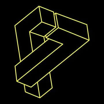 Impossible objects. Line geometric shape. Optical illusion figure. Unreal Stock Illustration