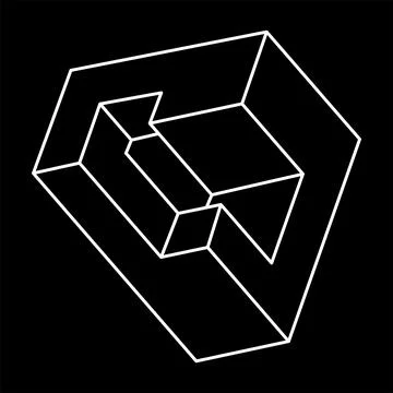 Impossible objects. Line geometric shapes. Optical illusion figures. Stock Illustration