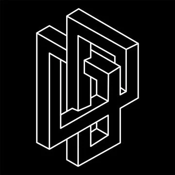 Impossible objects. Line geometric shapes. Optical illusion figures. Escher Illustrazione stock