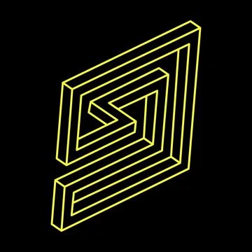 Impossible objects. Line geometric shapes. Optical illusion figures. Illustrazione stock