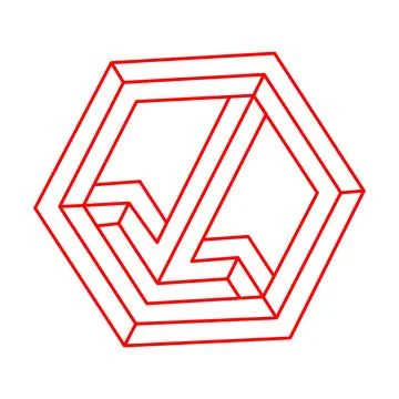 Impossible objects. Logo. Line geometric shape. Optical illusion figure. Optical Stockillustratie