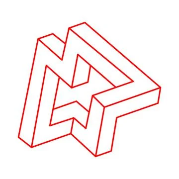 Impossible objects. Logo. Line geometric shapes. Optical illusion figures イラスト素材