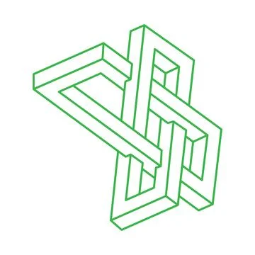 Impossible objects. Logo. Optical illusion figure. 3d illustration. Optical art 스톡 일러스트