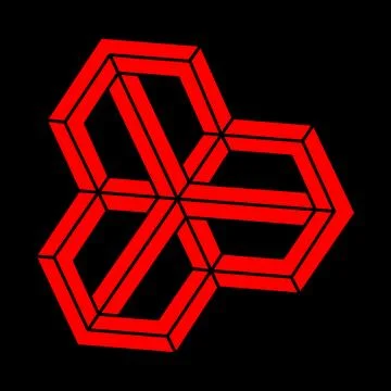 Impossible objects. Optical illusion. 3d illustration. Modern logo. イラスト素材