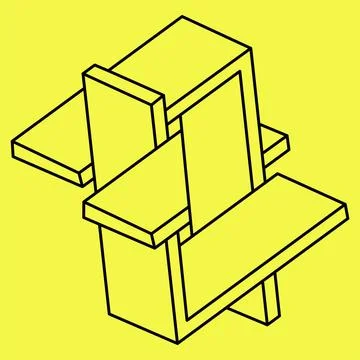 Impossible objects. Optical illusion. 3d illustration. Op art. Line art. Stockillustratie
