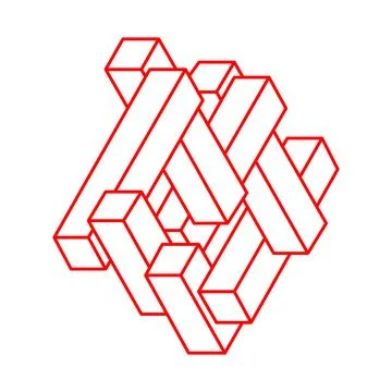 Impossible objects. Optical illusion figure. Optical art shape. Line art. 3d Stockillustratie