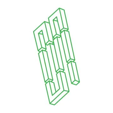 Impossible objects. Optical illusion logo. 3d illustration. Geometry. イラスト素材