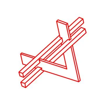 Impossible objects. Optical illusion shape. 3d illustration. Geometric figure Stockillustratie