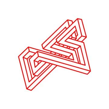 Impossible objects. Optical illusion shape. 3d illustration. Logo. Geometric Ilustración de archivo