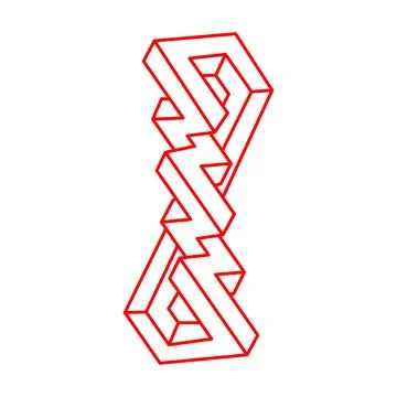 Impossible objects. Optical illusion shapes. 3d illustration. Logo. Geometric 스톡 일러스트