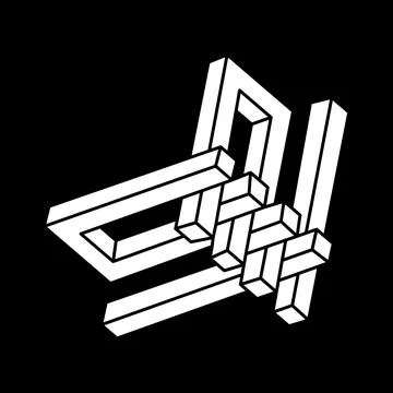Impossible objects. Optical illusion shapes. Optical art figure. Line art. 3d 스톡 일러스트
