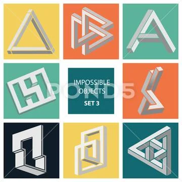Impossible objects. Set 3. Stock Illustration