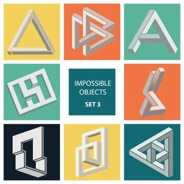Impossible objects. Set 3. Stock Illustration