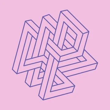 Impossible optical illusion shape. Logo. Optical art objects. Impossible Illustrazione stock